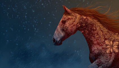Background for a New Year's card with a horse image