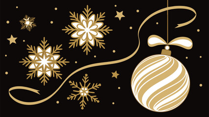 Happy-new-year-holiday-white-banner-illustration on black