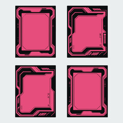 high tech angular frames vector pack pink panels black outlines ideal for digital interfaces