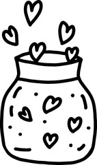 a cute jar with a lot of love from within vector handdrawn  