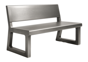 A robust metal bench with an industrial design, ideal for a stylish office reception.