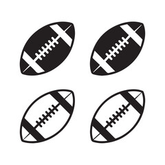 minimalist americanfootball icons four black and white vector designs laces stripes alternate styles perfect sports branding
