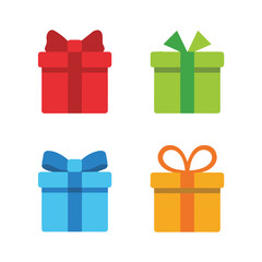 celebration gift box collection colorful present icons red green blue yellow flat vector ai eps jpeg png