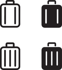 minimal suitcase icon set 2x2 black and white luggage vector for ui and travel app design
