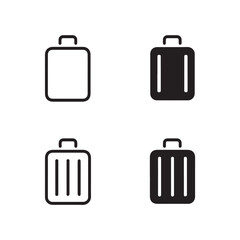 travel luggage icon collection black white vector suitcases with handle wheel and body detail
