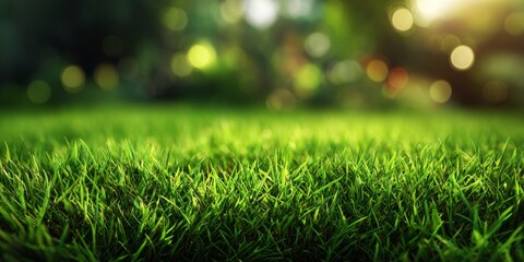 Naklejka premium Lush Green Grass Background Texture for Nature and Outdoor Themes in Stock Photography