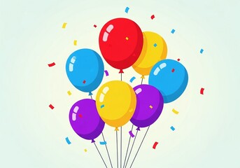 Colorful Balloons and Confetti Celebration Vector Graphic