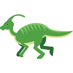 Pixel Art Green Dinosaur with Crest on Transparent Background