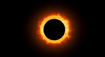 Striking depiction of a total solar eclipse featuring the sun's corona