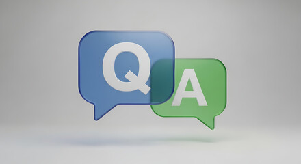 3D QA Icon with Chat Bubbles &ndash; Question and Answer, FAQ, and Customer Support Dialogue Concept Illustration
