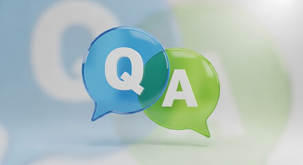 3D QA Icon with Chat Bubbles &ndash; Question and Answer, FAQ, and Customer Support Dialogue Concept Illustration

