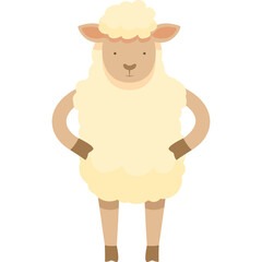 Pixel Art Sheep Standing Firmly with Wavy Wool and Amber Eyes on a Transparent Background