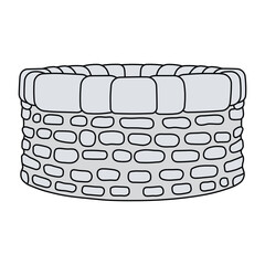 kids drawing vector illustration design stone well cartoon isolated