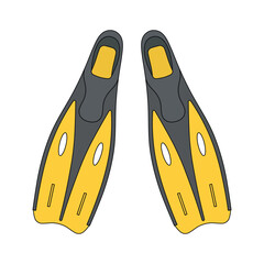 kids drawing vector illustration design dive fins cartoon isolated