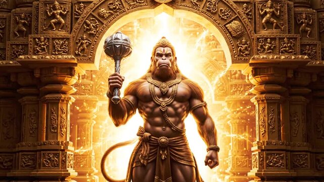 majestic lord hanuman divine golden temple