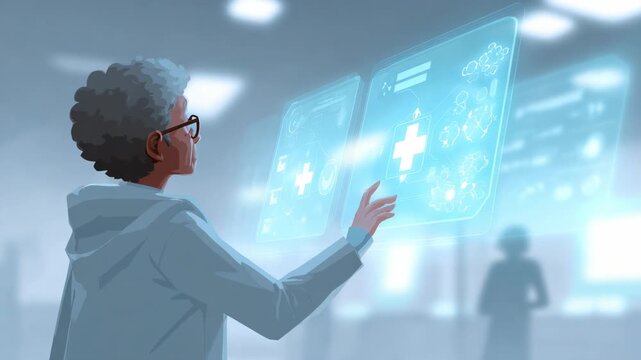 Engaging with futuristic technology in a high-tech environment at a digital hub