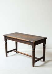 Fototapeta premium Vintage Wooden Table with Dark Finish in Minimalist Studio Setting