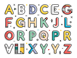 Stylized Alphabet Letters Displayed In A Colorful Playful Cartoon Style Font