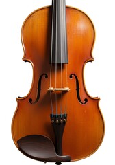 Fototapeta premium Wooden Acoustic Violin with Classic Design and Rich Brown Finish on White Background