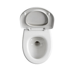 Top view of open toilet bowl isolated clean porcelain bathroom fixture plumbing design