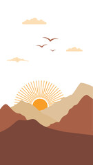 cellphone wallpaper with a hill theme and sunset