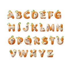 Halloween Vector 3D Alphabet Set – Fun Letters with Ghosts and Pumpkins