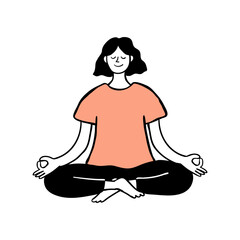 Hand Drawn Woman Practicing Yoga Meditation