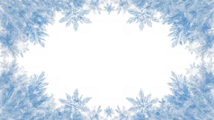Blue snowflakes form a winter border, created AI, PNG