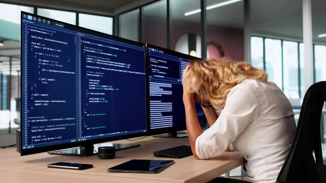 Bored Female Software Developer Web Programmer