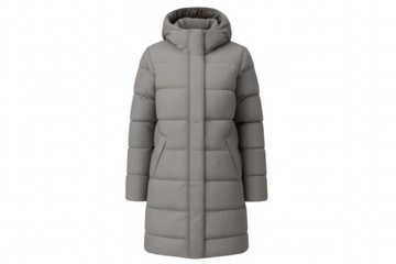 Clothing warm hooded puffer jacket outerwear in grey