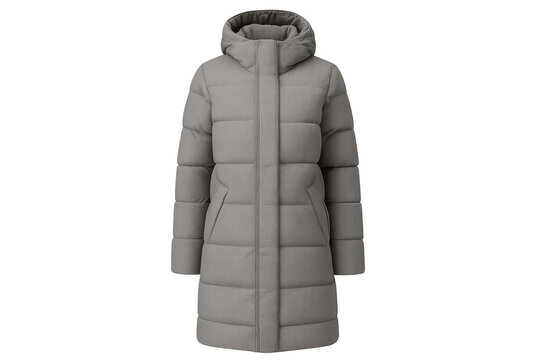 Clothing warm hooded puffer jacket outerwear in grey