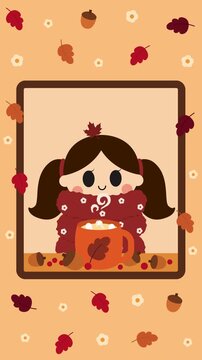 Seamless Autumn Fall Elements Vertical Pattern