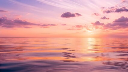 Fototapeta premium Serene Winter Mountain Morning – Soft Golden Light Kisses Snowy Peaks Beneath Pastel Sunrise Sky, Gentle Mist Rising Over Frozen Lake, Peaceful Nature Landscape Tranquility