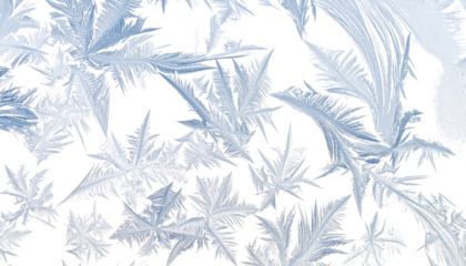 Frosted glass texture with icy patterns, isolated on transparent background, cold winter aesthetic