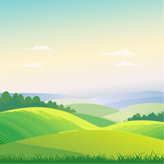 Obraz premium panorama of a beautiful, ecological farmland at sunrise