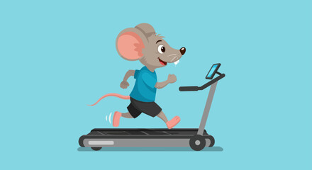 mouse running on treadmill a cartoon mouse exercising indoors for fitness healthy lifestyle concept perfect for childrens books and health articles