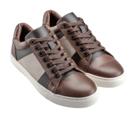 Stylish brown sneakers for casual wear urban product isolated on transparent background