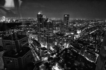 Aerial view of vibrant Tokyo skyline at night from Shinjuku observation point