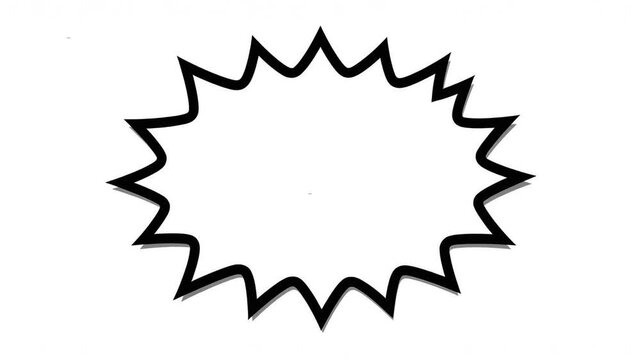 Exploding Starburst Text Box Animation: Comic Style Blank Speech Bubble on White Background