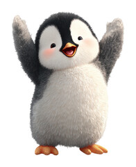 Joyful penguin celebrating in a winter wonderland cute character isolated on transparent background