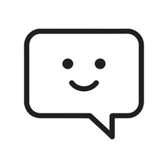 Happy chat bubble icon expressing joy and communication through a smiling face emoji design