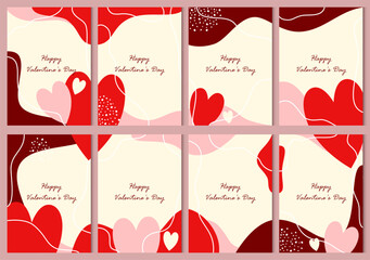 Set of abstract backgrounds with hearts. Vector for flyers, postcards, design, and social media.
