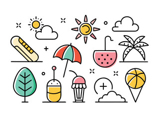 Whimsical Summer Illustration Showcasing A Sunny Day Through Vector Art Style