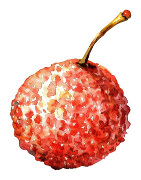 PNG An isolated fresh lynchee illustration watercolor vibrant.