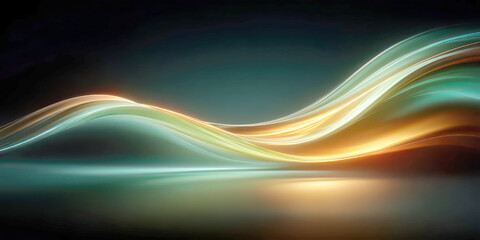 Abstract Wavy Glowing Light Streaks Orange Teal Technology Horizon Background