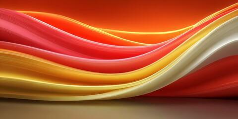 Abstract Wavy Silk Ribbons Background Warm Red Orange Gold Flowing Layers