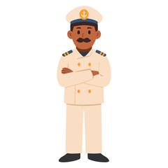 Confident Ship Captain Vector Illustration, Nautical Leader Graphic