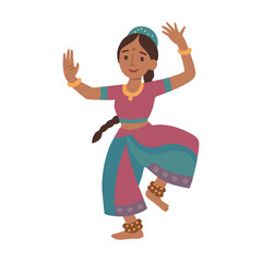 Vibrant Indian Dance Vector Illustration, Traditional Dancer