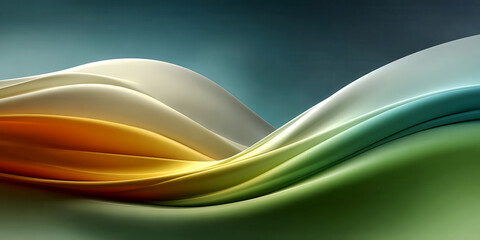 Abstract Flowing Wave Smooth Gradient Background Green Yellow White Minimalist Design