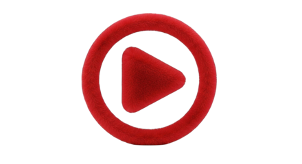 Red Play Button Icon on White Background.